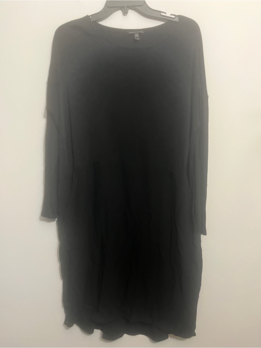 Eileen Fisher Black Long-Sleeve Midi Dress With Pockets Luxury Minimalist